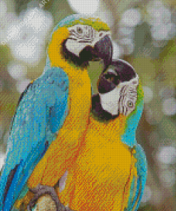 Two Parrots In Jungle Green With Blue Diamond Painting