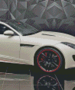 White Jaguar F Type Car Diamond Painting