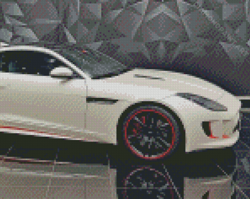 White Jaguar F Type Car Diamond Painting