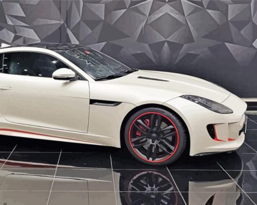 White Jaguar F Type Car Diamond Painting