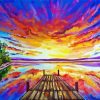 Abstract Docks With Sunset Diamond Painting