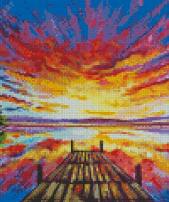 Abstract Docks With Sunset Diamond Painting