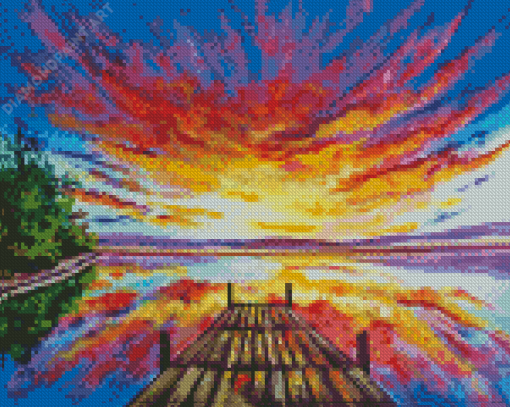 Abstract Docks With Sunset Diamond Painting