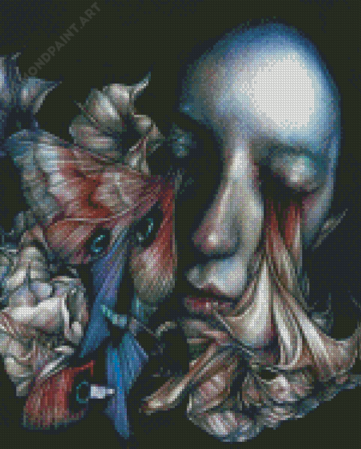 Abstract Sad Lady And Fish Marco Mazzoni Diamond Painting