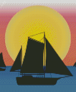 Aesthetic Boat Silhouette Diamond Painting