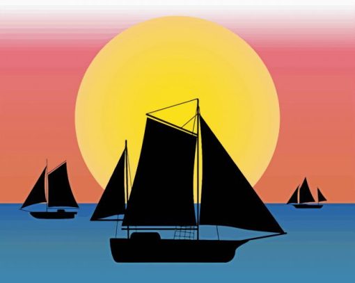 Aesthetic Boat Silhouette Diamond Painting