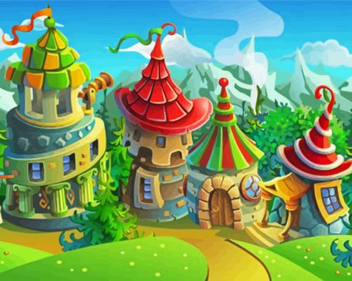 Aesthetic Fantasy Village Art Diamond Painting