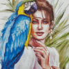 Aesthetic Parrot And Lady Art Diamond Painting