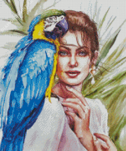 Aesthetic Parrot And Lady Art Diamond Painting