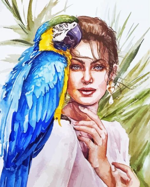 Aesthetic Parrot And Lady Art Diamond Painting