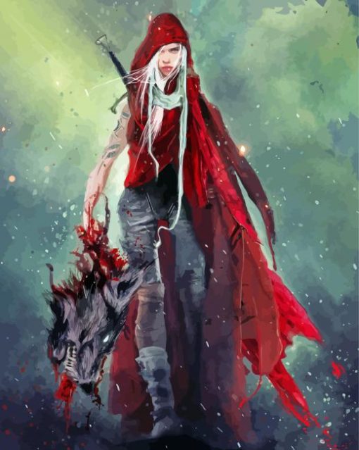 Aesthetic Red Riding Hood Illustration Diamond Painting