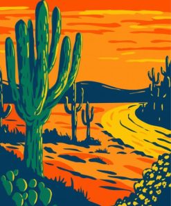 Aesthetic Sunset Saguaro National Park Diamond Painting