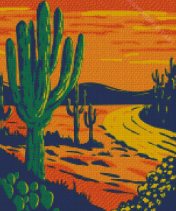 Aesthetic Sunset Saguaro National Park Diamond Painting