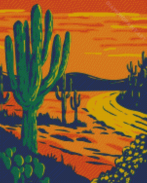 Aesthetic Sunset Saguaro National Park Diamond Painting