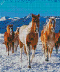 Aesthetic Winter Horses Diamond Painting