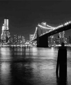 Black And White Bridge Over Water Diamond Painting