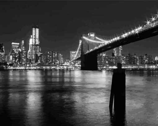 Black And White Bridge Over Water Diamond Painting