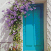 Blue Flower Door Diamond Painting