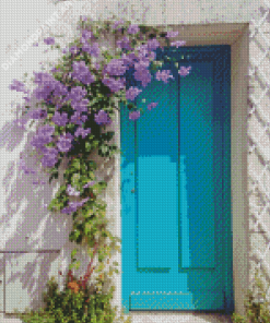 Blue Flower Door Diamond Painting