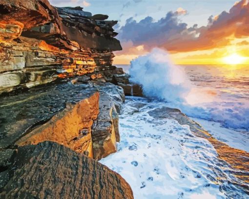 Clovelly Beach At Sunset Diamond Painting