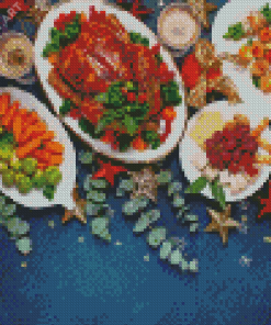 Delicious Christmas Dinner Table Diamond Painting