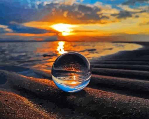 Glass Globe Beach Reflection Diamond Painting