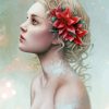 Gorgeous Girl With Poinsettia Flowers Diamond Painting