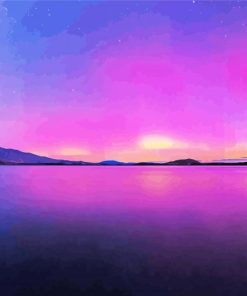 Lake Purple Aurora Diamond Painting