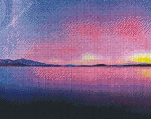 Lake Purple Aurora Diamond Painting