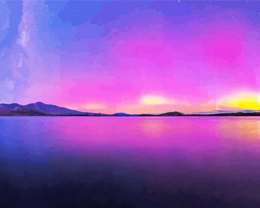 Lake Purple Aurora Diamond Painting