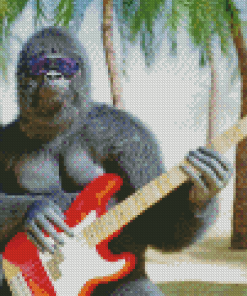 Monkey Playing Guitar Diamond Painting