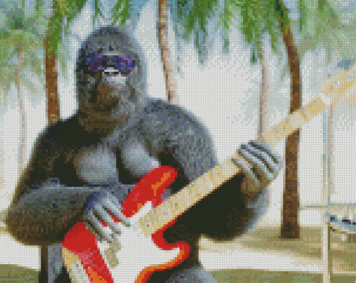 Monkey Playing Guitar Diamond Painting