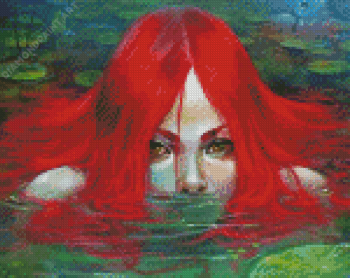 Mysterious Redhead Woman In The Water Diamond Painting