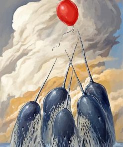 Narwhals And Red Balloon Diamond Painting