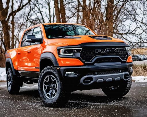 Orange Ram TRX In Snow Diamond Painting