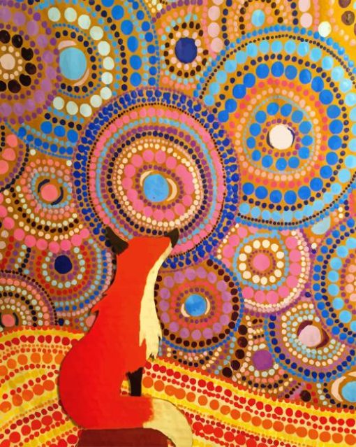 Orange Fox Aboriginal Art Diamond Painting