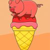 Pig Ice Cream Cone Diamond Painting