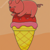 Pig Ice Cream Cone Diamond Painting