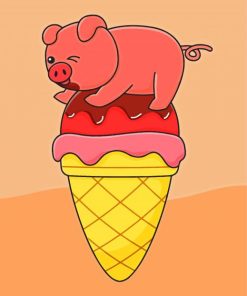 Pig Ice Cream Cone Diamond Painting