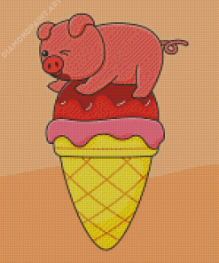 Pig Ice Cream Cone Diamond Painting