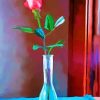 Pink Single Rose In Vase Art Diamond Painting