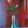 Pink Single Rose In Vase Art Diamond Painting