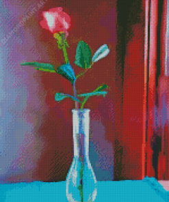 Pink Single Rose In Vase Art Diamond Painting