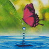 Purple Butterfly With Water Diamond Painting