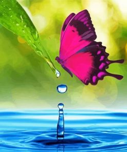 Purple Butterfly With Water Diamond Painting