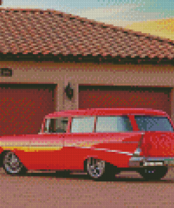 Red 1957 Chevy Art Illustration Diamond Painting