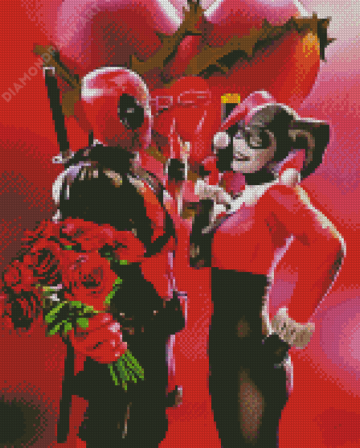 Romantic Harley And Deadpool Diamond Painting