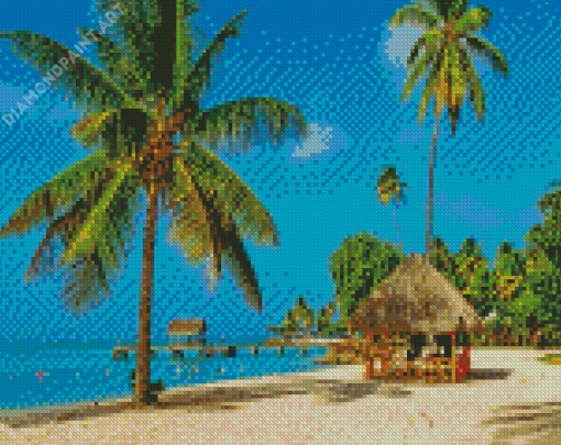 Tobago Beach Huts Diamond Painting