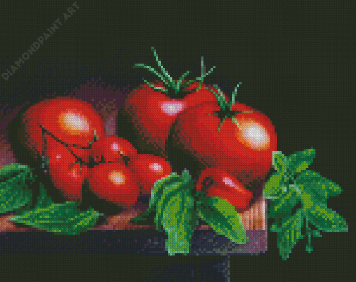 Tomatoes And Basil Still Life Diamond Painting