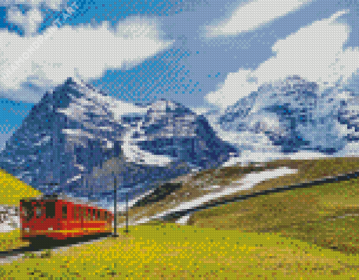 Train In Alps Railway Diamond Painting